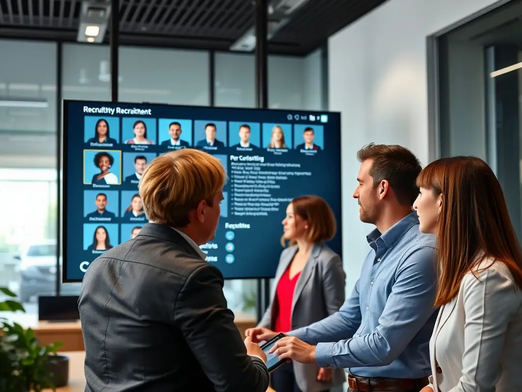 A recruiter presenting a shortlist of candidates to a hiring manager, highlighting the key qualifications and experience of each candidate.